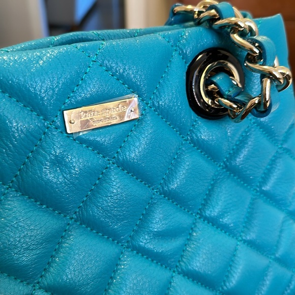 KATE SPADE Sm Maryanne Gold Coast mid teal hand bag quilted original dust bag - Picture 13 of 16
